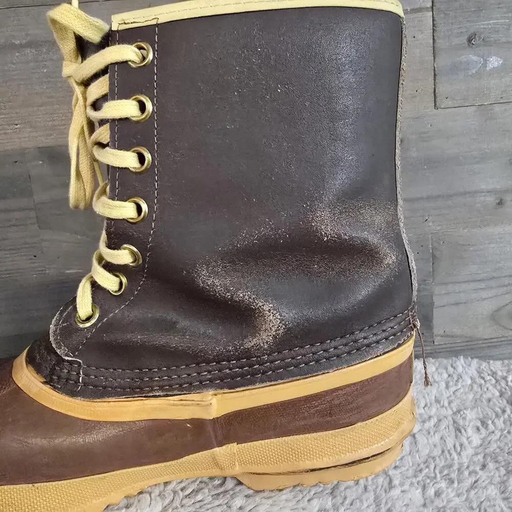 Sorel Caribou Pac Boots Men's Size 9 Brown Leather Waterproof Made in Canada